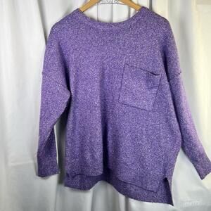 Staccato Sweater Women’s M Oversized Purple Heather Knit Cozy Long Sleeve Pocket